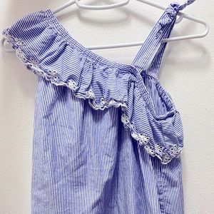 Stripped blue off the shoulder shirt